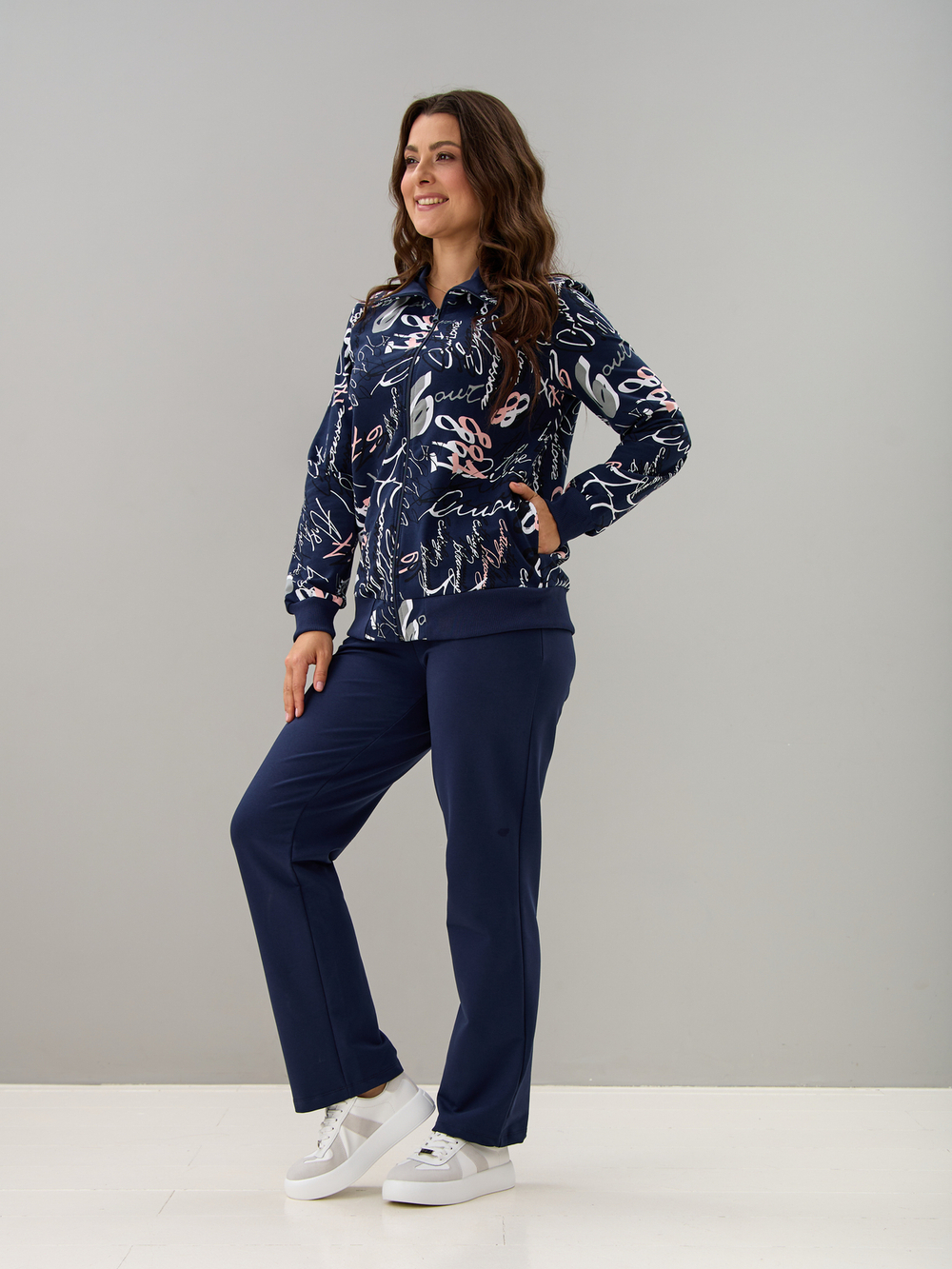 Костюм с брюками КБ-184/синий-цифрынадписи