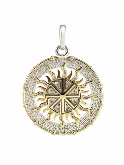 Фотография коловрата из серебра с позолотой правый вид в профиль на белом фоне.