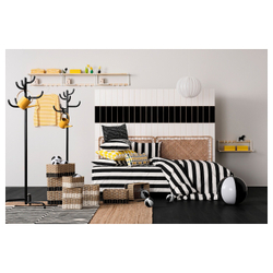IKEA SLÅNHÖSTMAL  (ИКЕА СЛÅНХÖСТМАЛ)  -  Пододеяльник и наволочка, черный/белый/полосатый, 150x200/50x60 см