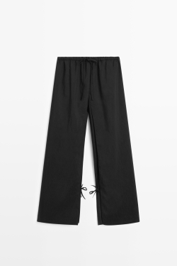 Massimo Dutti Двуслойные брюки с завязками, черный