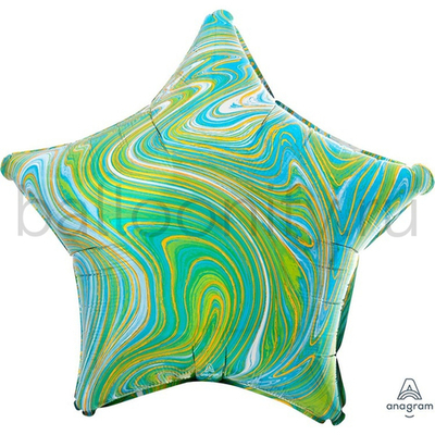 Фольгированная фигура, звезда, 19"/48СМ Мрамор Blue Green