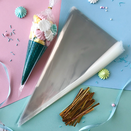 Пакет конус для сладостей 16x30 см (100 шт)