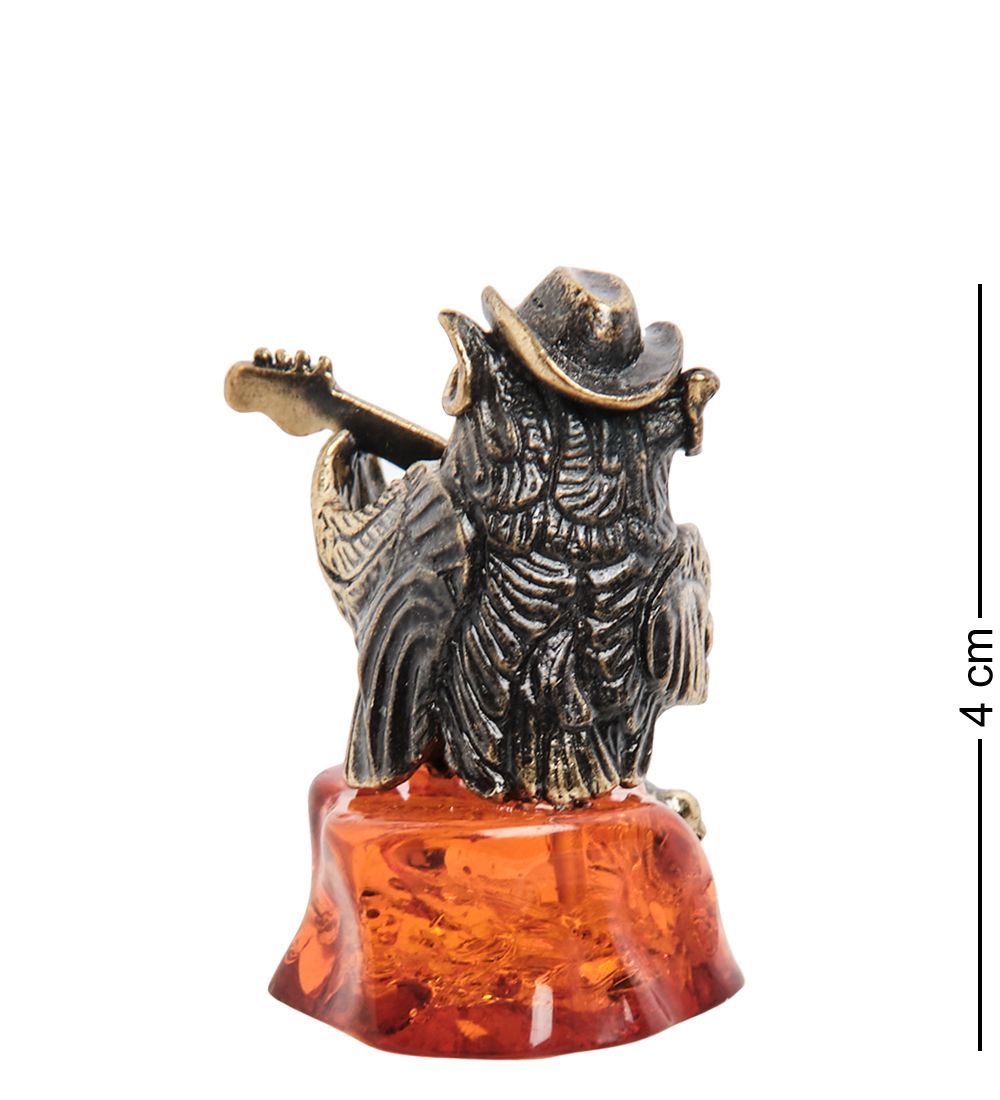 Народные промыслы AM- 594 Фигурка «Филин с гитарой» (латунь, янтарь)