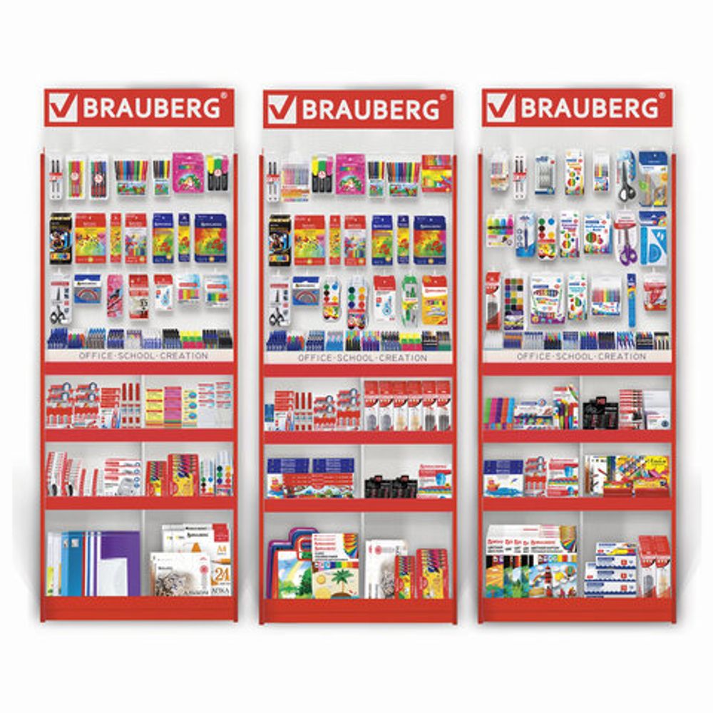 Стойка для размещения товара напольная усиленная BRAUBERG, 210х78х40 см, 4 полки, 30 ячеек, 21 крючок, 504341