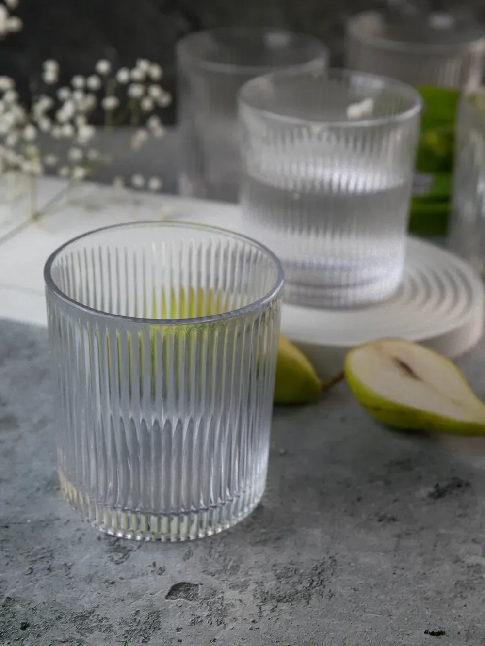 Набор ребристых бокалов для виски, 350 мл. 6 шт. Прозрачные