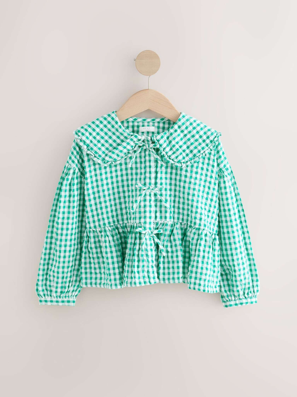 Блуза с воротником для девочки Next E76-883, Зеленый