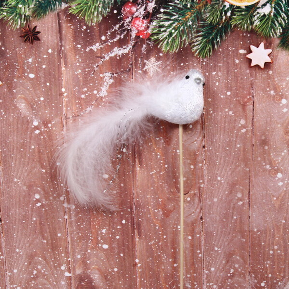 Украшение новогоднее на палочке «Изящная птица» 13 см