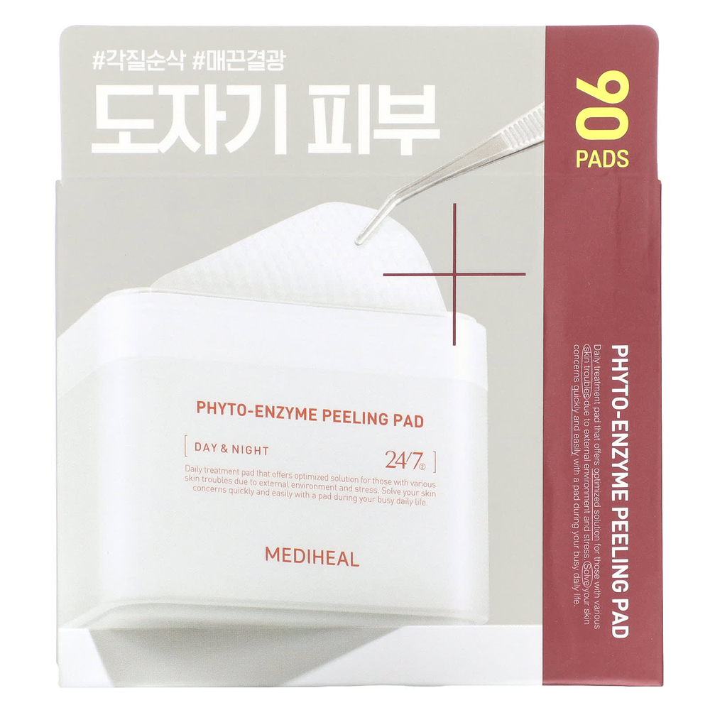 MEDIHEAL, Phyto-Enzyme Peeling Pad, Day & Night, 90 подушек, 200 мл (6,76 жидк. унц.)