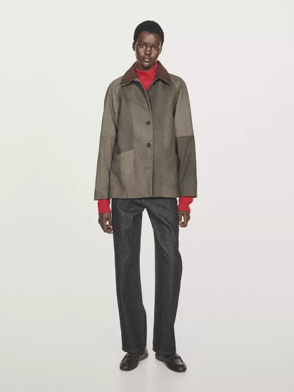 Massimo Dutti Непромокаемая куртка с двухслойным воротником, темный хаки