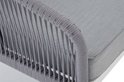 "Канны" диван модульный плетеный из роупа, каркас алюминий белый, роуп светло-серый круглый, ткань светло-серая