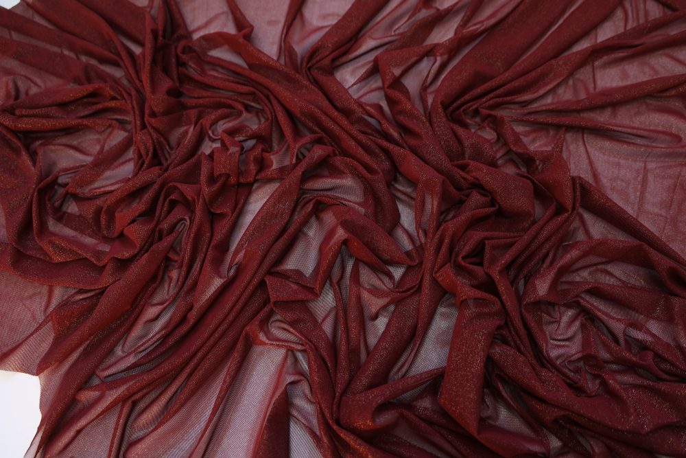 Сетка трикотаж металлик бордовая