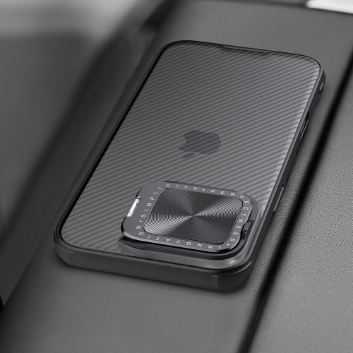 Чехол прозрачный тонированный (Transparent Black) от Nillkin с металлической откидной крышкой для камеры на iPhone 16 Pro Max, серия CamShield Prop Case