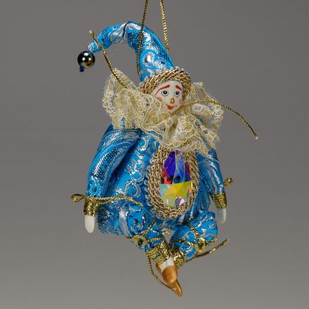 Ёлочная игрушка Гном-Самоцвет парчовый