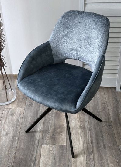 Стул BERRIES 360 град. Синий Loris-37, велюр/ темно-синий 7525-56, велюр/ черный каркас