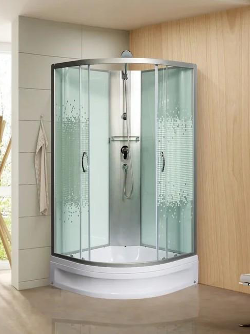 Душевая кабира  МОНОМАХ 10000005756 80/24 С МЗ, б/крыши, 800х800х2060, полукруг