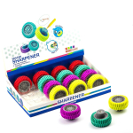 Точилка пластиковая с ластиком Yalong "Авто шина" 1 отверстие, контейнер, ассорти, картонная упаковка