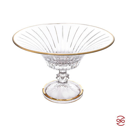 Фруктовница на ножке AS Crystal Timeless золотая полоса 32 см
