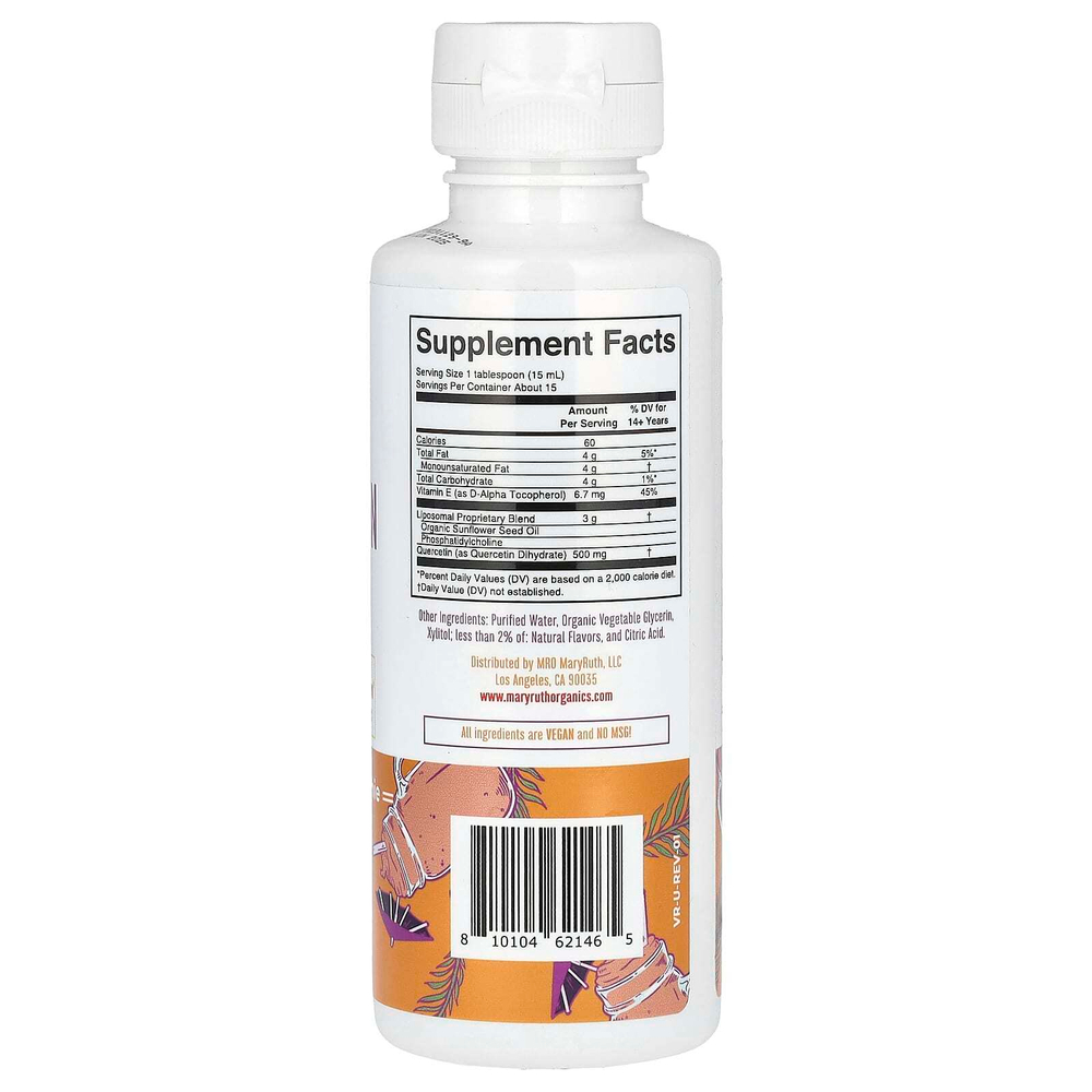 MaryRuth's, Quercetin Liposomal, тропический смузи, 225 мл (7,6 жидк. унц.)