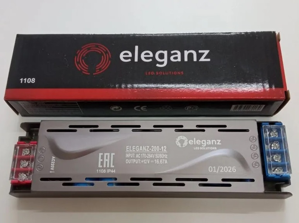 Блок питания 200Вт, 12В, 16,67A, IP44 ELEGANZ