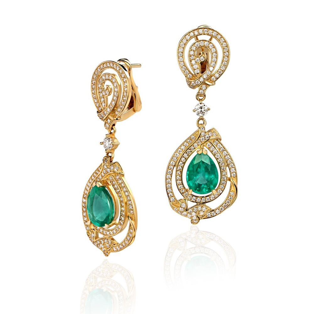 Серьги с бриллиантом  из желтого золота JA-S-643930-1