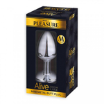 Анальная пробка маленькая Alive Anal Pleasure, металл с розовым кристаллом M: 8 х 3,4 см
