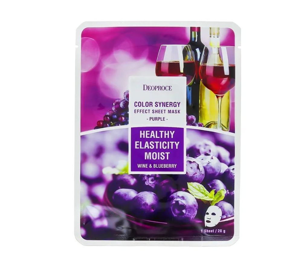 Маска тканевая Черника и Красный виноград  Deoproce Color Synergy Effect Sheet Mask Purple