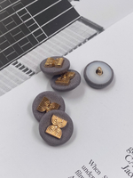 Пуговицы текстильные серые с золотом