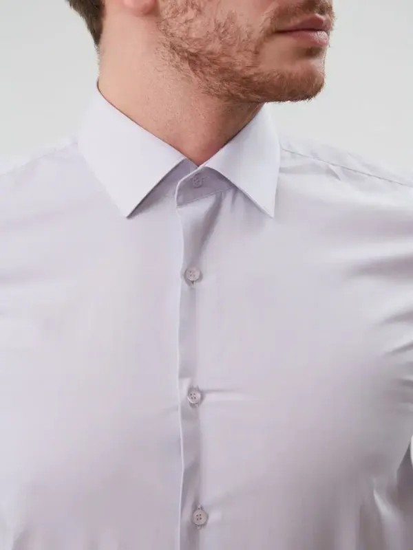 Рубашка приталенная SLIM FIT с длинным рукавом, перламутровая