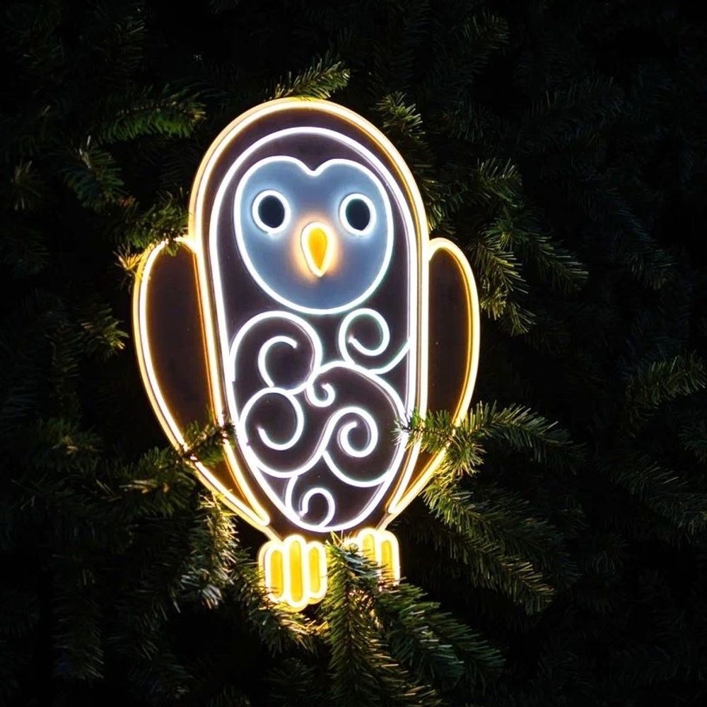 Неоновая Игрушка на уличную елку - "Сова"