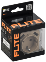 FLITE Розетка 1-местная с заземлением с защитными шторками 16А с USB A+A 3,1А безвинтовое крепление РСЮша11-1-ФлХ хаки IEK
