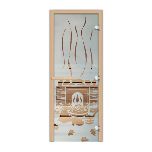 Дверь стеклянная FireWay 1.9х0.7 Банька Сатин