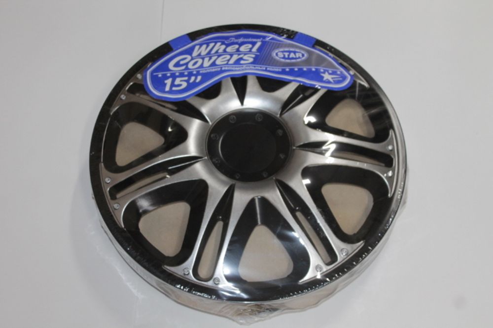 Колпак колеса R15 Наскар Super Silver (в мешке 5 упак) (STAR)