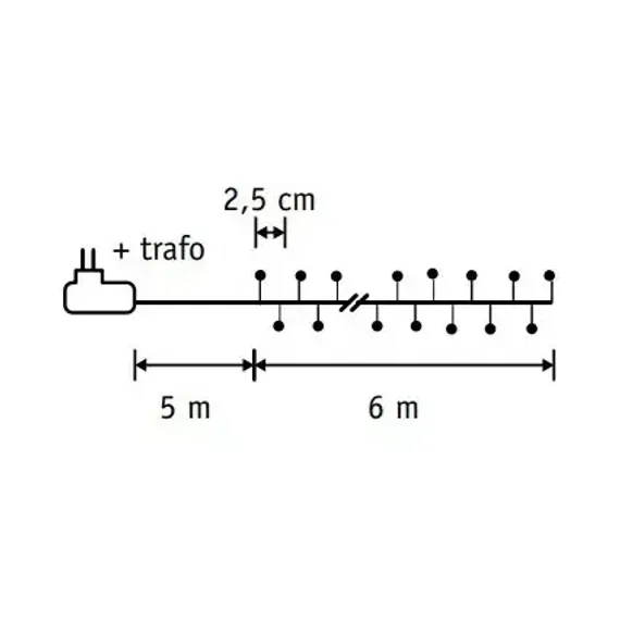 Светодиодная нить Капли 240 белых ламп, 6 м., 24В, серебряный провод, LUCA (84910)