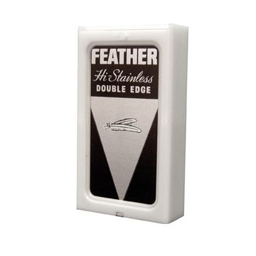 Сменные лезвия Feather Hi-Stainless (5 шт в диспенсере), черные