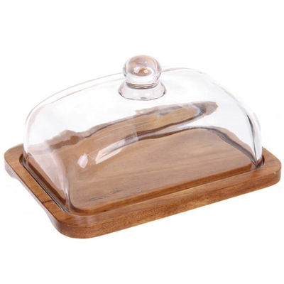 Масленка деревянная «SHEF» 18*13*9см с крышкой из стекла
