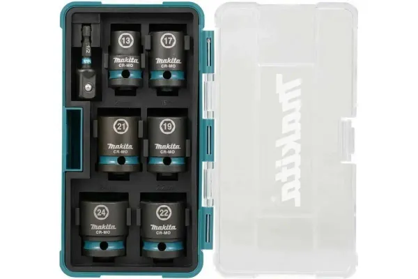 Набор ударных торцовых головок Impact Black (7 шт.; 13, 17, 19, 21, 22, 24 мм; адаптер; 1/2