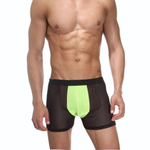 Мужские полупрозрачные трусы-боксеры с неоновой вставкой (Размер: S-M) (Цвет: черный)