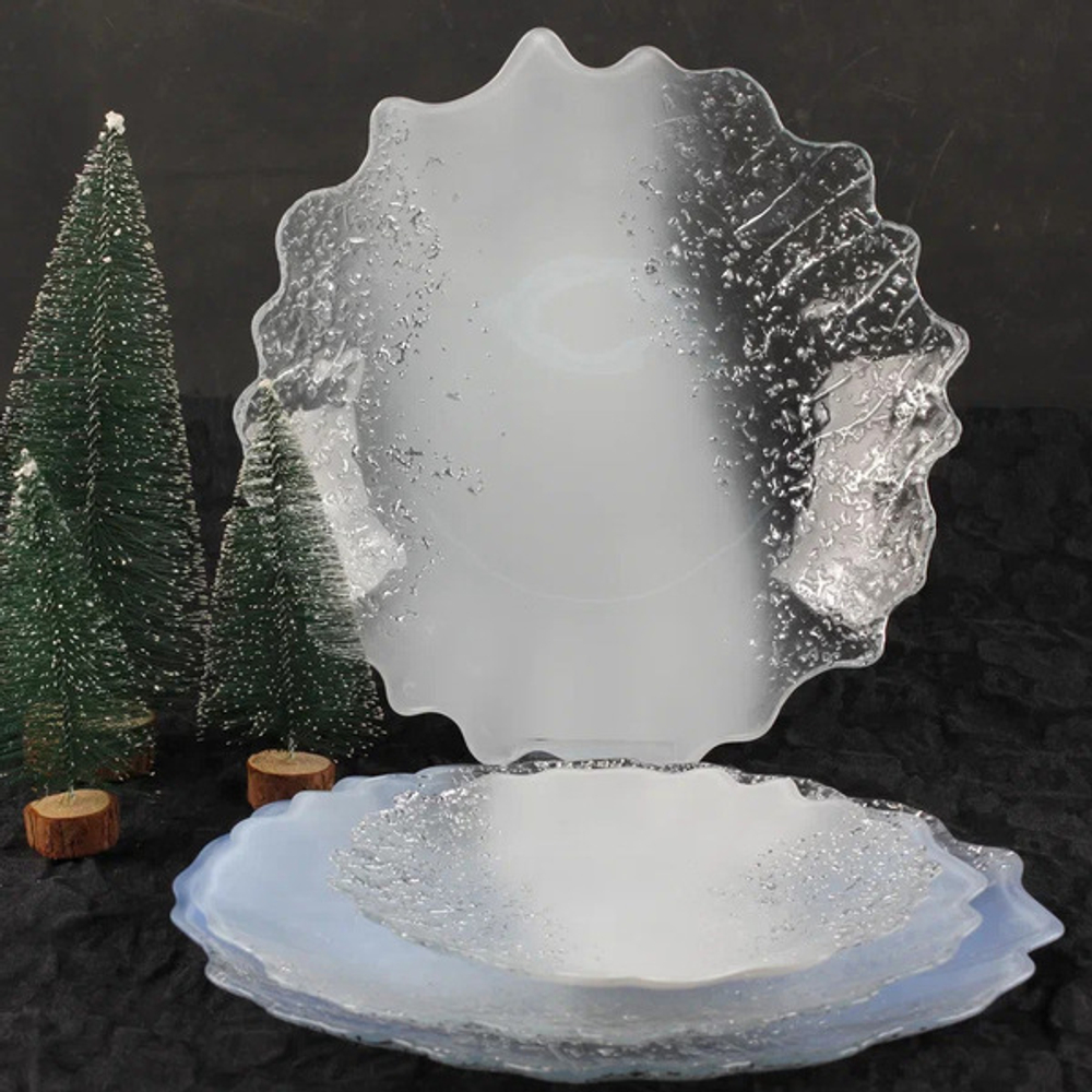 Тарелка 21см «Аура» белое серебро