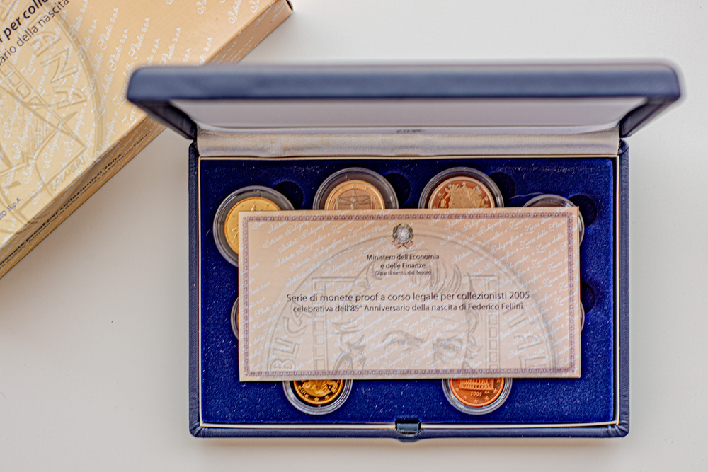 Italy 2005 Proof Coin Set "Federico Fellini" with 5 EUR Silver Coin "Republic"
