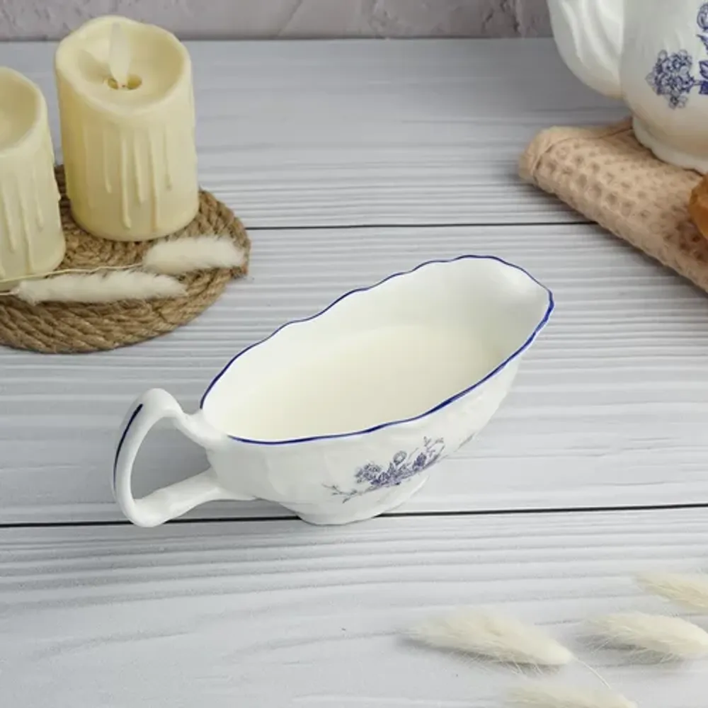 Соусник 100 мл 16,5*5,5 см h5,6 см с ручкой фарфор Sea Flower P.L. Proff Cuisine [1]