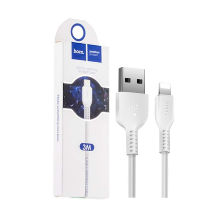 Кабель для зарядки Hoco X20 USB-A - Lightning, 2A, 3м, быстрая зарядка, белый