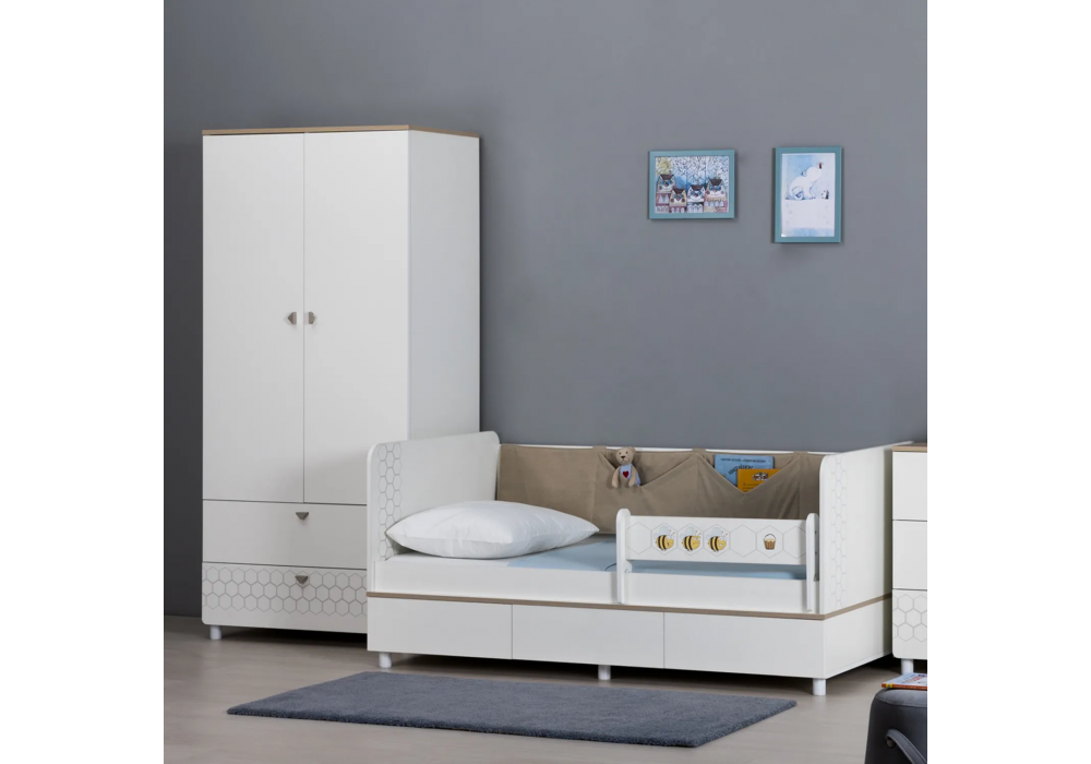 Шкаф Эльга белый шагрень / дуб белый exclusive