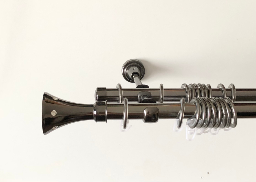 Карниз для штор "Картер" d19/19мм двухрядный, цвет черный никель