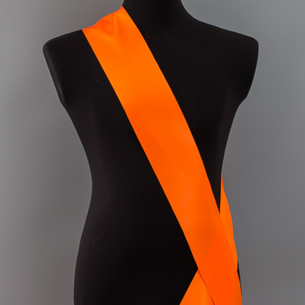 Лента наградная для конкурса красоты С НАНЕСЕНИЕМ. Цвет ленты АПЕЛЬСИНКА. Крепление булавка.