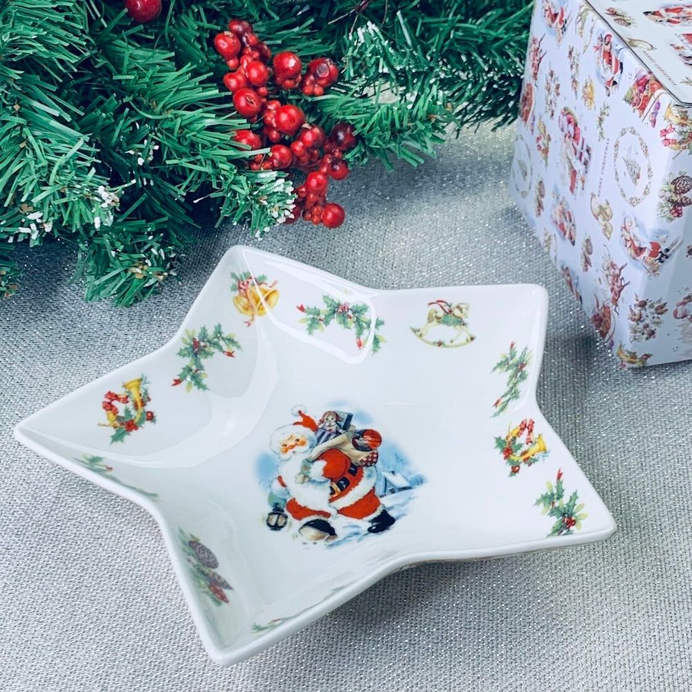 Lenardi 205-324 Блюдо 20см НОВЫЙ ГОД в под.уп.(х36)Фарфор