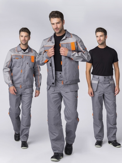 Костюм Драга-1 (тк.Смесовая МВО,240) брюки, серый/св.серый/оранжевый