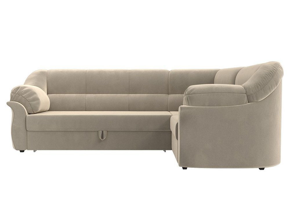 Диван угловой Карнелла правый угол, Бежевый, Микровельвет, 105889