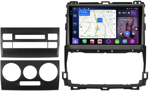 Магнитола для Toyota Land Cruiser Prado 120, Lexus GX470 (экран климата внизу, большая рамка) - FarCar 8001F3 монитор 9.5" QLED на Android 14, TS18, CarPlay, 4G SIM-слот