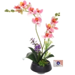 Цветочная композиция «Орхидея» 20*38см розовая в керамическом горшке HL-17