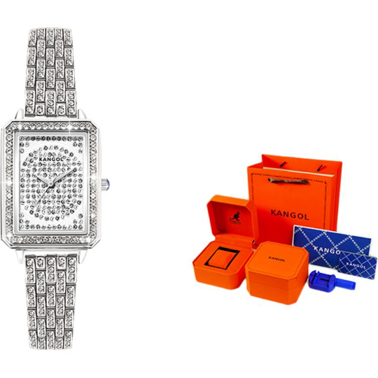 KANGOL Quartz Movement Metal Strap Watch Women"s Watch Silver Dial 30m Water Resistance